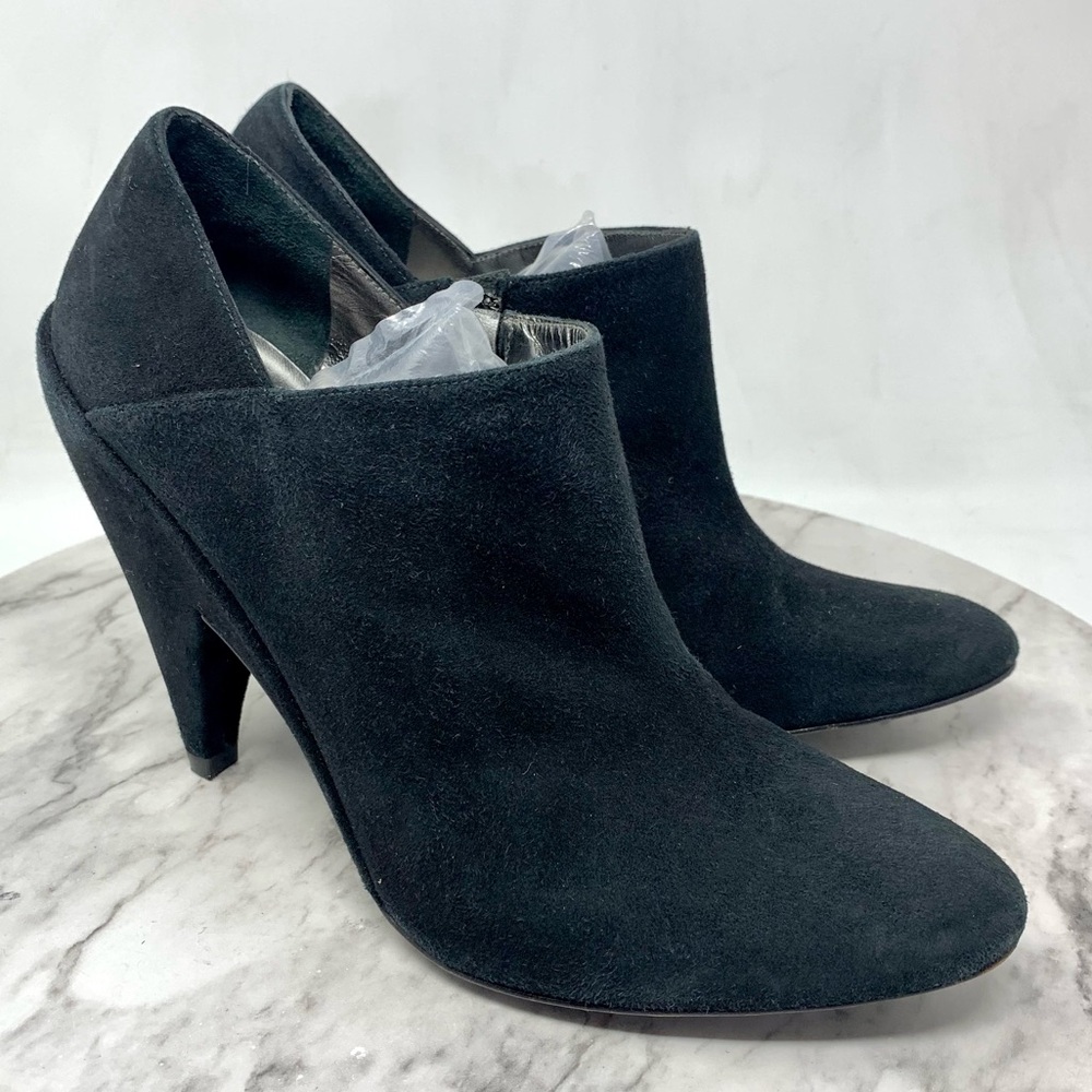 Pura Lopez Unique Black Suede Heeled Ankle Boots 38.5 Avante-Garde Art-To-Wear